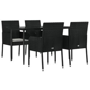 Vidaxl 5-tlg. Garten-lounge-set Mit Kissen Schwarz Poly Rattan