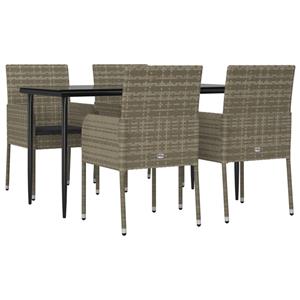 Vidaxl 5-tlg. Garten-lounge-set Mit Kissen Schwarz Grau Poly Rattan