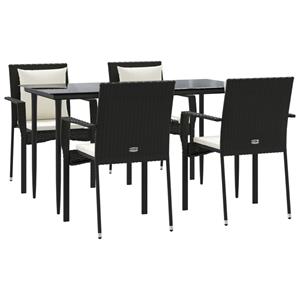 Vidaxl 5-tlg. Garten-lounge-set Mit Kissen Schwarz Poly Rattan