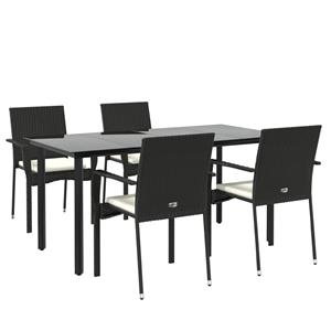 Vidaxl 5-tlg. Garten-lounge-set Mit Kissen Schwarz Poly Rattan