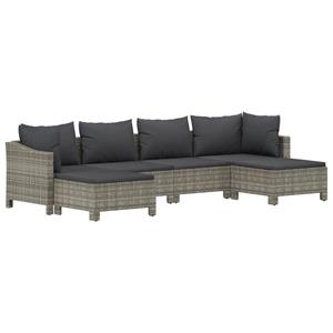 Vidaxl 6-tlg. Garten-lounge-set Mit Kissen Grau Poly Rattan