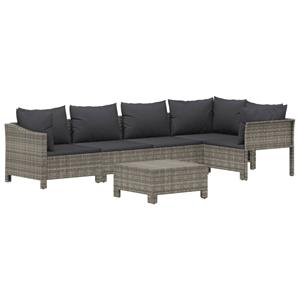 Vidaxl 6-tlg. Garten-lounge-set Mit Kissen Grau Poly Rattan