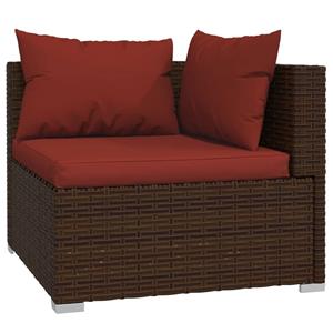 vidaXL 5-delige Loungeset met kussens poly rattan bruin