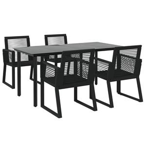 Vidaxl 5-tlg. Garten-essgruppe Schwarz Pvc Rattan