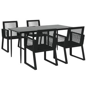 vidaXL 5-delige Tuinset PVC-rattan zwart