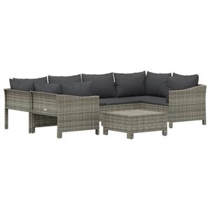 Vidaxl 7-tlg. Garten-lounge-set Mit Kissen Grau Poly Rattan