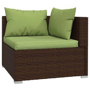 vidaXL 5-delige Loungeset met kussens poly rattan bruin