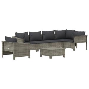 vidaXL 7-delige Loungeset met kussens poly rattan grijs