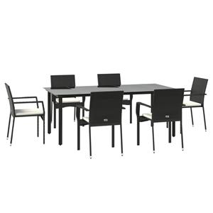 Vidaxl 7-tlg. Garten-lounge-set Mit Kissen Schwarz Poly Rattan