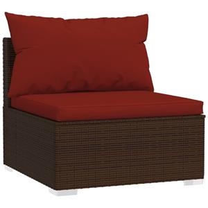 vidaXL 6-delige Loungeset met kussens poly rattan bruin