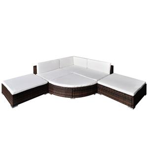 Vidaxl 6-tlg. Garten-lounge-set Mit Kissen Poly Rattan Braun