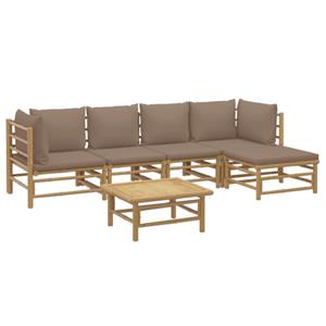 vidaXL 6-delige Loungeset met kussens bamboe taupe