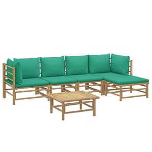 vidaXL 6-delige Loungeset met kussens bamboe groen