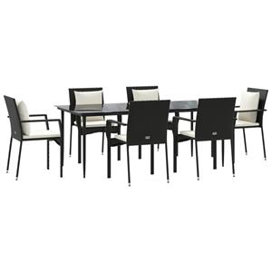 Vidaxl 7-tlg. Garten-lounge-set Mit Kissen Schwarz Poly Rattan