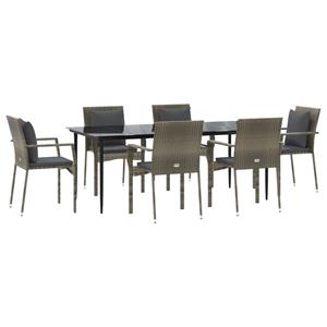 Vidaxl 7-tlg. Garten-lounge-set Mit Kissen Schwarz Grau Poly Rattan