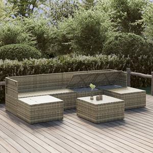 Vidaxl 7-tlg. Garten-lounge-set Mit Kissen Grau Poly Rattan