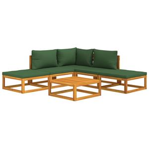 vidaXL 6-delige Loungeset met groene kussens massief hout