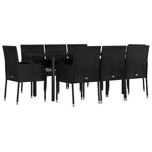 Vidaxl 9-tlg. Garten-lounge-set Mit Kissen Schwarz Poly Rattan