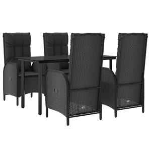 Vidaxl 5-tlg. Garten-lounge-set Mit Kissen Schwarz Poly Rattan