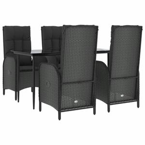 Vidaxl 5-tlg. Garten-lounge-set Mit Kissen Schwarz Poly Rattan