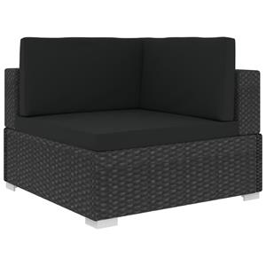 vidaXL Garten-Essgruppe 6-tlg Garten-Lounge-Set mit Kissen Poly Rattan Schwarz