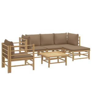 vidaXL 6-delige Loungeset met kussens bamboe taupe