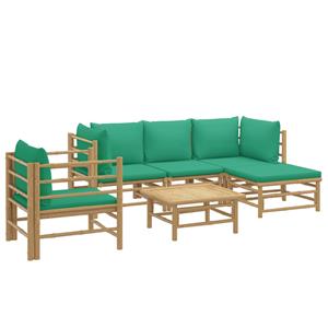 vidaXL 6-delige Loungeset met kussens bamboe groen