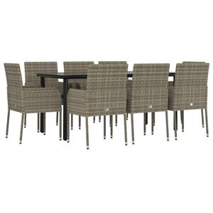 Vidaxl 9-tlg. Garten-lounge-set Mit Kissen Schwarz Grau Poly Rattan