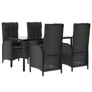 Vidaxl 5-tlg. Garten-lounge-set Mit Kissen Schwarz Poly Rattan