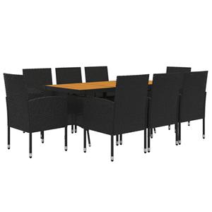 Vidaxl 9-tlg. Garten-essgruppe Poly Rattan Schwarz