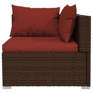 vidaXL 6-delige Loungeset met kussens poly rattan bruin