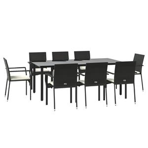 Vidaxl 9-tlg. Garten-lounge-set Mit Kissen Schwarz Poly Rattan