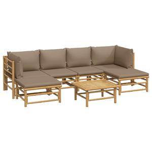 vidaXL 7-delige Loungeset met kussens bamboe taupe