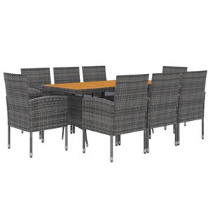 Vidaxl 9-tlg. Garten-essgruppe Poly Rattan Grau