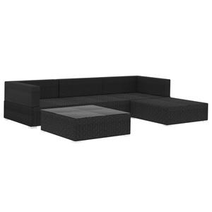 Vidaxl 5-tlg. Garten-lounge-set Mit Kissen Poly Rattan Schwarz