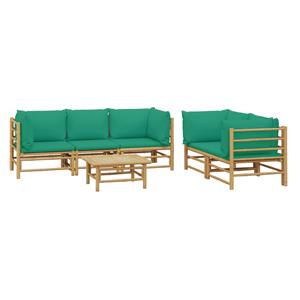 vidaXL 6-delige Loungeset met kussens bamboe groen