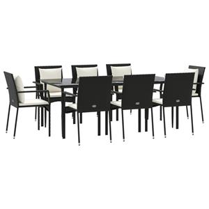 Vidaxl 9-tlg. Garten-lounge-set Mit Kissen Schwarz Poly Rattan