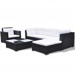 Vidaxl 6-tlg. Garten-lounge-set Mit Kissen Poly Rattan Schwarz