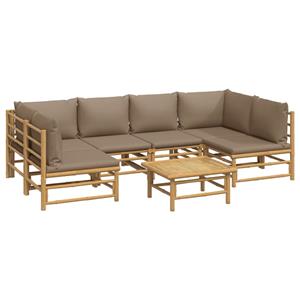 vidaXL 7-delige Loungeset met kussens bamboe taupe