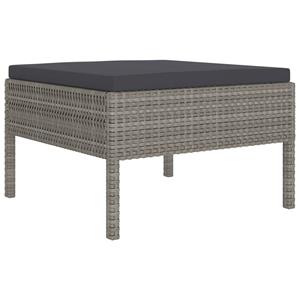 vidaXL 10-delige Loungeset met kussens poly rattan grijs