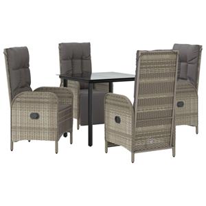 Vidaxl 5-tlg. Garten-lounge-set Mit Kissen Schwarz Grau Poly Rattan