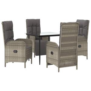 Vidaxl 5-tlg. Garten-lounge-set Mit Kissen Schwarz Grau Poly Rattan