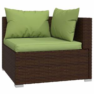 vidaXL 7-delige Loungeset met kussens poly rattan bruin