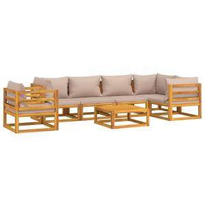 vidaXL 7-delige Loungeset met taupe kussens massief hout