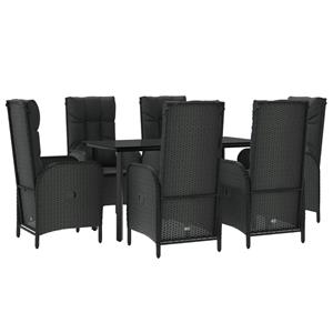 Vidaxl 7-tlg. Garten-lounge-set Mit Kissen Schwarz Poly Rattan