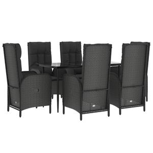 Vidaxl 7-tlg. Garten-lounge-set Mit Kissen Schwarz Poly Rattan