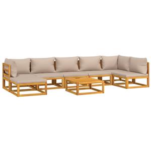 vidaXL 8-delige Loungeset met taupe kussens massief hout