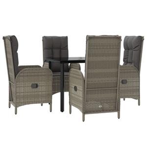 Vidaxl 5-tlg. Garten-lounge-set Mit Kissen Schwarz Grau Poly Rattan