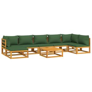 vidaXL 8-delige Loungeset met groene kussens massief hout