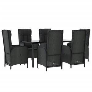 Vidaxl 7-tlg. Garten-lounge-set Mit Kissen Schwarz Poly Rattan